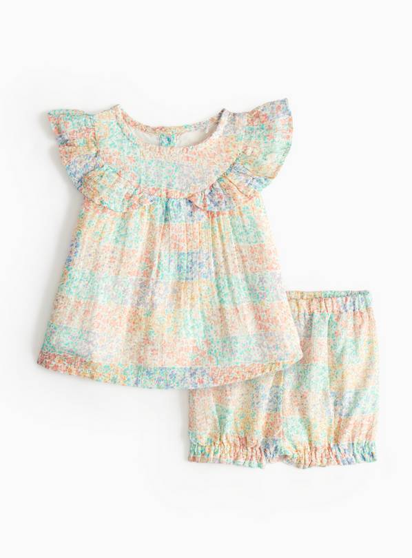 Pastel Ditsy Printed Top & Shorts Set Up to 3 mths
